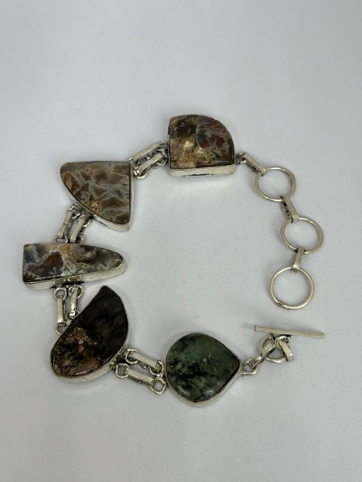 Agaat Edelsteen Armband - Handgemaakt, Sieraden, Tassen en Uiterlijk, Armbanden, Nieuw, Overige materialen, Bruin, Met edelsteen