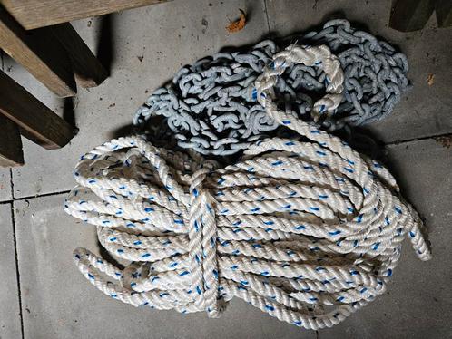 40m ankerlijn 16mm met ankerketting voorloopketting 8mm, Watersport en Boten, Bootonderdelen, Zo goed als nieuw, Ankeren en Afmeren