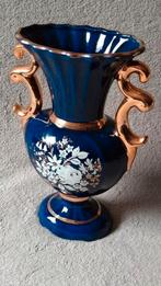 Gave porseleinen Limoges vaas - kobalt blauw en goud - 27cm, Antiek en Kunst, Ophalen of Verzenden