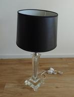 Kristallen Tafellamp met Zwarte Lampenkap, Glas, Ophalen of Verzenden, Zo goed als nieuw, 50 tot 75 cm