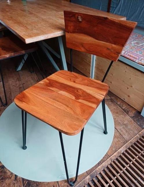 Eetkamerstoelen staal en hout (6 stuks beschikbaar), Huis en Inrichting, Stoelen, Gebruikt, Vijf, Zes of meer stoelen, Hout, Metaal