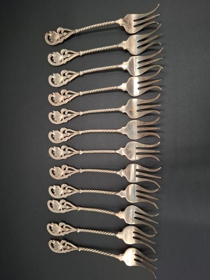 12 antiek zilver vorkjes Gerritsen, Antiek en Kunst, Antiek | Goud en Zilver, Zilver, Ophalen of Verzenden
