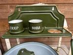 Groen emaille…..zeep en soda, Antiek en Kunst, Ophalen of Verzenden