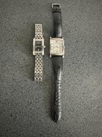 2 Armani horloges staal en zwart leer, Ophalen, Zo goed als nieuw, Staal