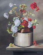 Hollandse School (XX) - Aardewerken pot met geraniums, Ophalen of Verzenden