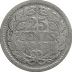 Nederland 25 cent 1913 (schaars, zilver), Zilver, Koningin Wilhelmina, Ophalen of Verzenden, Losse munt
