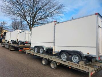 Nieuwe gesloten aanhangwagens alle maten geremd en ongeremd beschikbaar voor biedingen