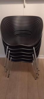 Zwarte design Tom Vac Vitra stoelen (prijs voor set van 8), Ophalen, Zwart, Zo goed als nieuw, Modern
