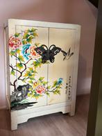 Vintage Chinese handbeschilderde kast, Ophalen, Gebruikt, 50 tot 100 cm, Minder dan 100 cm