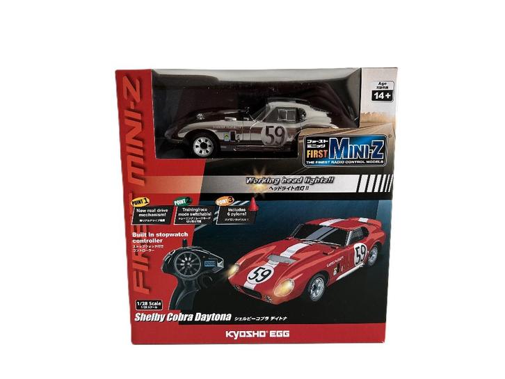 Kyosho First Mini-Z 1:28 Shelby Cobra Daytona Chrome, Hobby en Vrije tijd, Modelbouw | Radiografisch | Auto's, Nieuw, Auto onroad