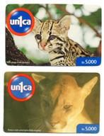 Venezuela, 2 prepaid kaarten, poema en ocelot, Ophalen of Verzenden, Buitenland