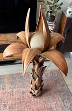 Palmboom vloerlamp – handgemaakt hout – 115 cm hoog, Huis en Inrichting, Lampen | Vloerlampen, Ophalen, Gebruikt, Hout, 100 tot 150 cm