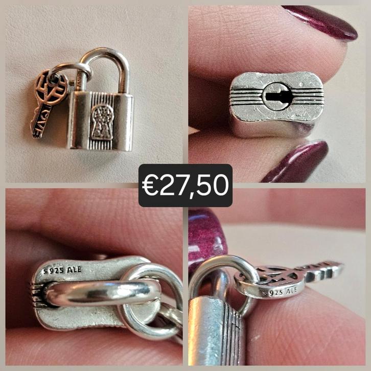 Pandora slot met sleutel (sleutel/slot kunnen los!), Sieraden, Tassen en Uiterlijk, Bedels, Zo goed als nieuw, Pandora, Zilver