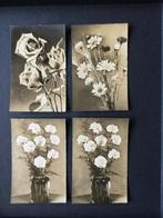 Bloemen foto kaarten zwart/wit. 4 stuks oud, Verzamelen, Ansichtkaarten | Themakaarten, Ongelopen, Ophalen of Verzenden