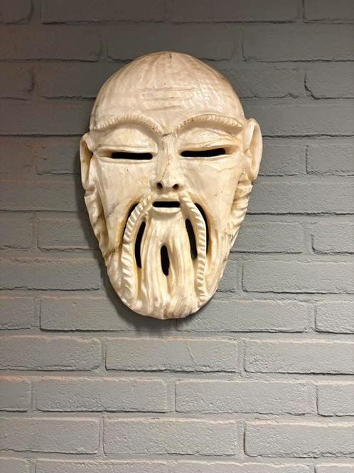 Uniek gesneden masker van gepolijste natuursteen onyx-marmer, Antiek en Kunst, Kunst | Beelden en Houtsnijwerken, Ophalen of Verzenden