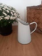 Brocante emaille waterkan wit met blauwe bies., Antiek en Kunst, Ophalen of Verzenden