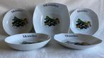 Retro Mossel servies. Serveerschaal met 4 borden, Ophalen of Verzenden, Huis en Inrichting
