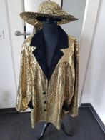 Mooie gouden pailletten jas met bijpassende hoed, Der Karnevalswierts, Carnaval, Ophalen of Verzenden, Zo goed als nieuw