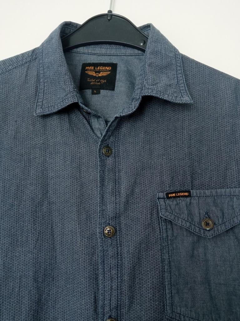 PME Legend overhemd korte mouw Mt L, Blauw, Pme Legend, Gedragen, Halswijdte 39/40 (M)