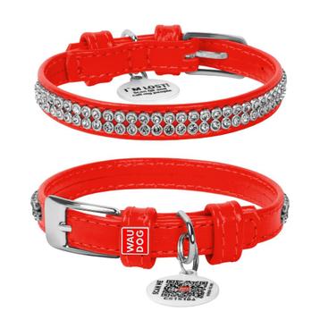 WAUDOG Glamour Halsband Leder Rood XXS Nek 18-21 cm KOOPJE! beschikbaar voor biedingen
