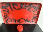 Chinees cinnaber deksel doosje + lak Dienblad 1 koop, Antiek en Kunst, Ophalen of Verzenden