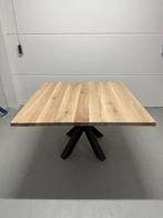 Vierkante eiken eettafel 130x130 cm met matrix onderstel, Ophalen, Nieuw, Vijf personen of meer, 100 tot 150 cm