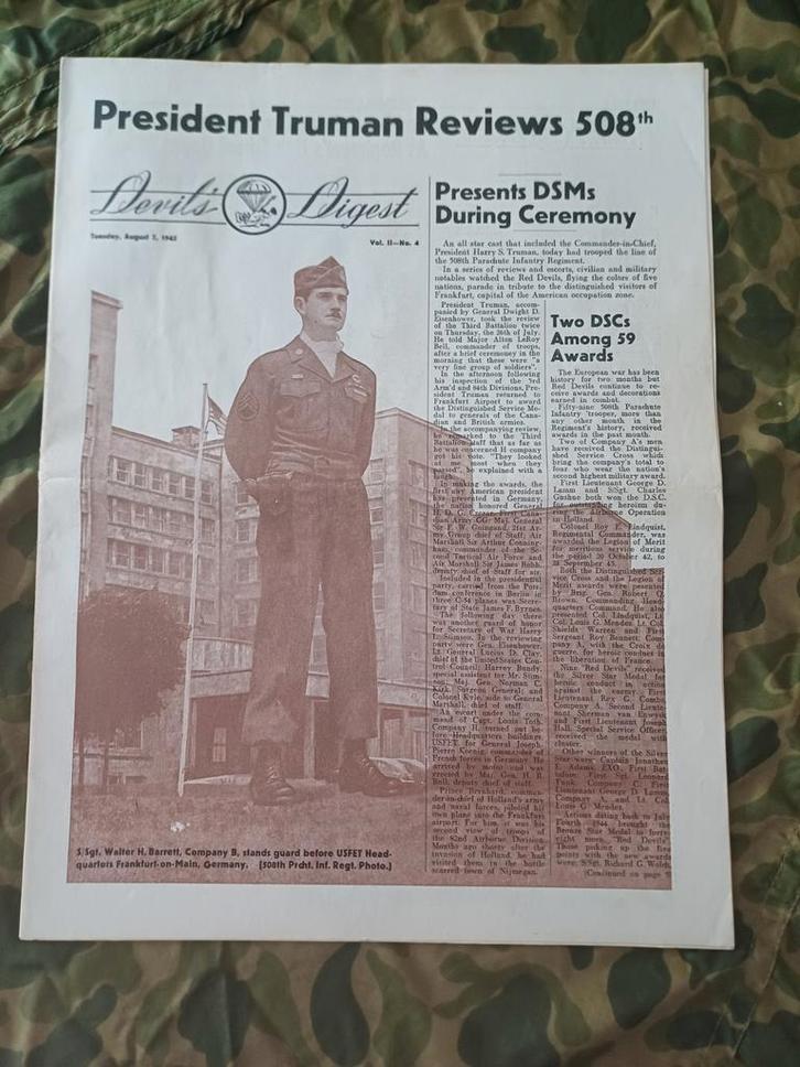 508 PIR Kranten - 82nd Airborne WOII, Verzamelen, Militaria | Algemeen, Ophalen of Verzenden