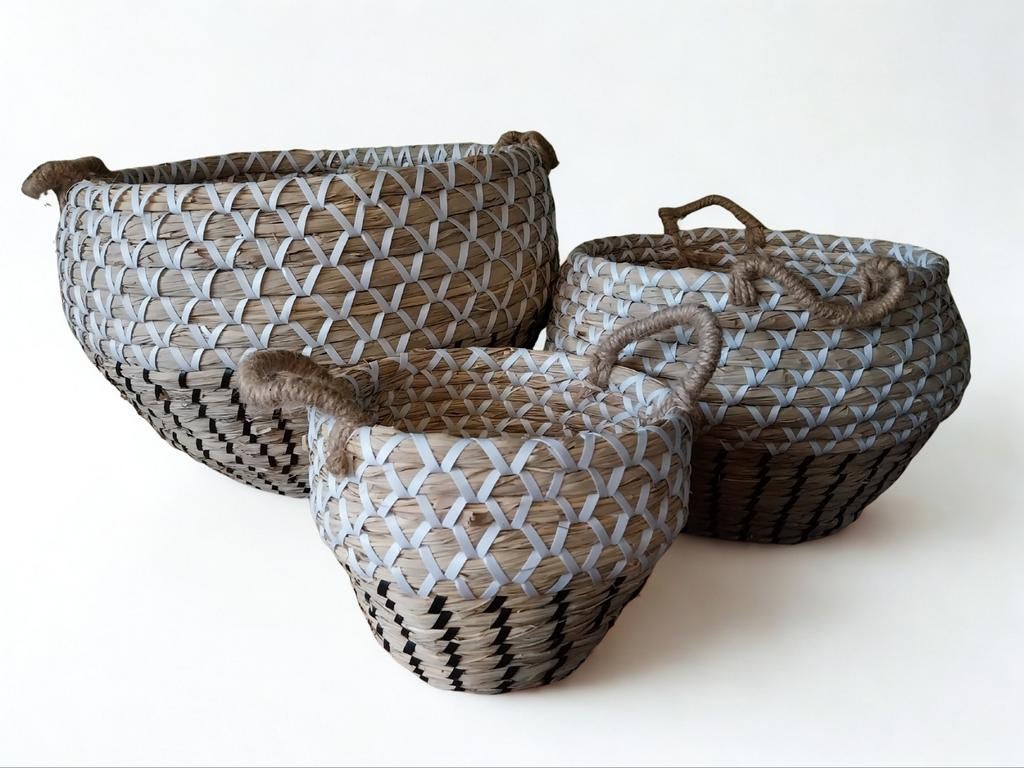 Senegal grote manden set van 3, Huis en Inrichting, Woonaccessoires | Schalen en Manden, Mand, Rond, Nieuw, Ophalen of Verzenden