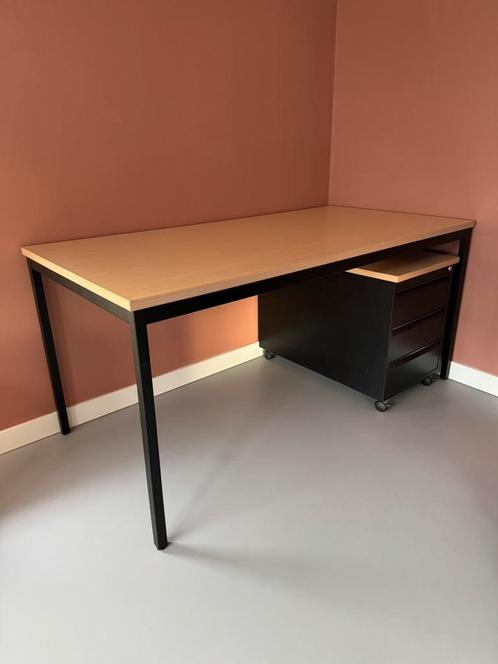 Bureau 200x100 met bijpassend ladeblok, Huis en Inrichting, Bureaus, Zo goed als nieuw, Ophalen
