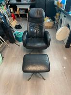 Zwart lederen fauteuil, Ophalen of Verzenden, Zo goed als nieuw