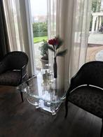 Prachtige glazen vierkante vintage salontafel / bijzettafel, Huis en Inrichting, Tafels | Salontafels, Ophalen, Gebruikt, Vierkant