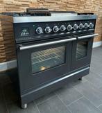 Luxe Fornuis Boretti 90cm antraciet met rvs beslag 5 pit, 60 cm of meer, Ophalen of Verzenden, Zo goed als nieuw, Energieklasse A of zuiniger
