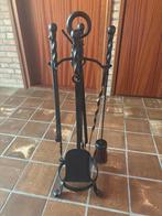 Smeedijzeren haardset - 4-delig - zwart, Ophalen of Verzenden, Gebruikt, Vrijstaande haard, Houthaard