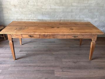 Authentieke boerentafel - 238 x 93 cm + 80 cm hoog / 2 lades beschikbaar voor biedingen
