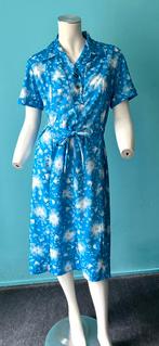 Vintage originele jaren 70 jurk blauw/wit maat 42, Maat 42/44 (L), Vintage, Knielengte, Gedragen