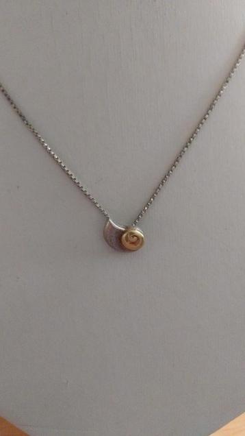 vintage zilveren ketting met zilveren hanger nautilus schelp beschikbaar voor biedingen