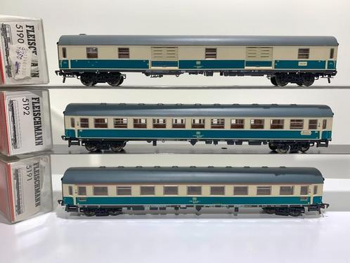 FLM: set van 3 DB rijtuigen voor H0-spoor, Hobby en Vrije tijd, Modeltreinen | H0, Gebruikt, Wagon, Gelijkstroom, Fleischmann