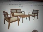 Sweeek houten en rieten teunmeubelset, Tuin en Terras, Tuinsets en Loungesets, Ophalen, 4 zitplaatsen, Tuinset, Hout