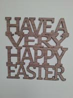 Vrolijk Pasen Muurdecoratie Hout - Walnootmotief, Verzenden, Nieuw