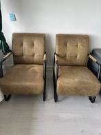 2 bruin/groen stoelen, Huis en Inrichting, Zo goed als nieuw, Ophalen