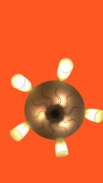 Vintage hanglamp met 5 kelken en schaal., Antiek en Kunst, Antiek | Lampen, Ophalen of Verzenden