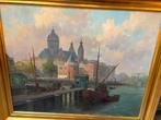 Jan Knikker Junior “ Stadsgezicht Amsterdam “, Antiek en Kunst, Kunst | Schilderijen | Klassiek, Ophalen of Verzenden