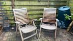 2 teak hout tuinstoelen balkon stoelen verstelbaar, Tuin en Terras, Ophalen of Verzenden, Zo goed als nieuw, Hout, Verstelbaar