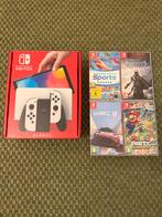 Nintendo Switch OLED met 4 spellen, Spelcomputers en Games, 1 speler, Eén computer, Zo goed als nieuw, Vanaf 7 jaar