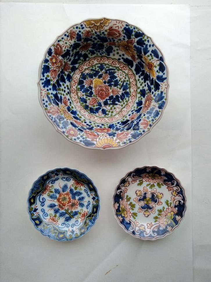 Makkum wandbordjes/schaaltjes, 3 stuks, Antiek en Kunst, Antiek | Wandborden en Tegels, Ophalen of Verzenden