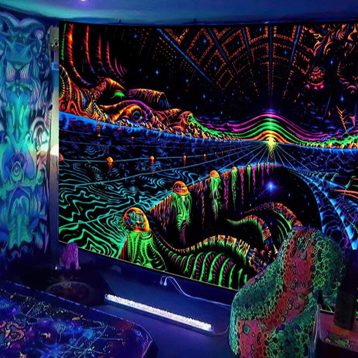 Psychedelisch Wandkleed 4 / 3D Wand Kleed Trip Lichtgevend, Huis en Inrichting, Stoffering | Tapijten en Kleden, Nieuw, 100 tot 150 cm