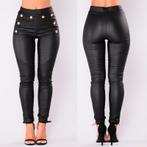 Dames leerlook broek (sexy latex rubber broek zwart leren), Maat 38/40 (M), Verzenden, Zwart, Nieuw