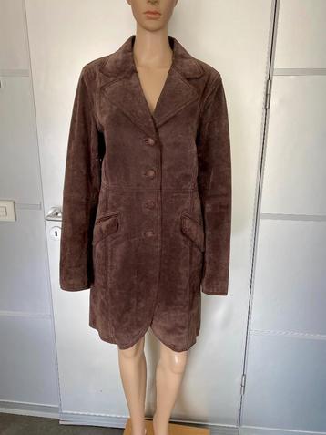 i554 echt-leren-suede jas maat 42=L winterjas trechcoat beschikbaar voor biedingen