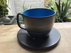 IKEA grote mok en schotel XL kop blauw zwart vintage zgan, Huis en Inrichting, Keuken | Servies, Ophalen of Verzenden, Zo goed als nieuw