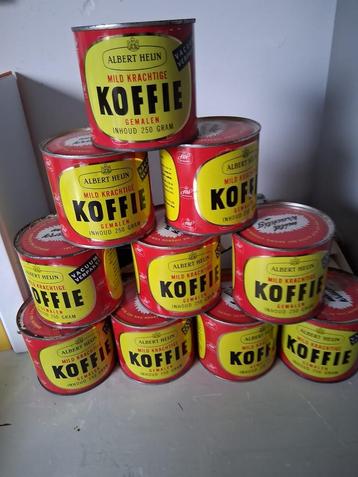 Oude Albert Heijn Koffieblikken 1954 - Met Inhoud - Zeldzaam beschikbaar voor biedingen